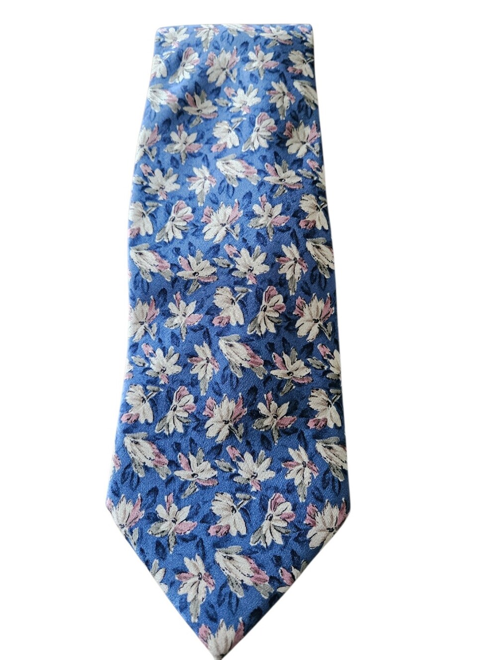 Geoffrey Beene Men's Silk Tie - Blue Floral Pattern